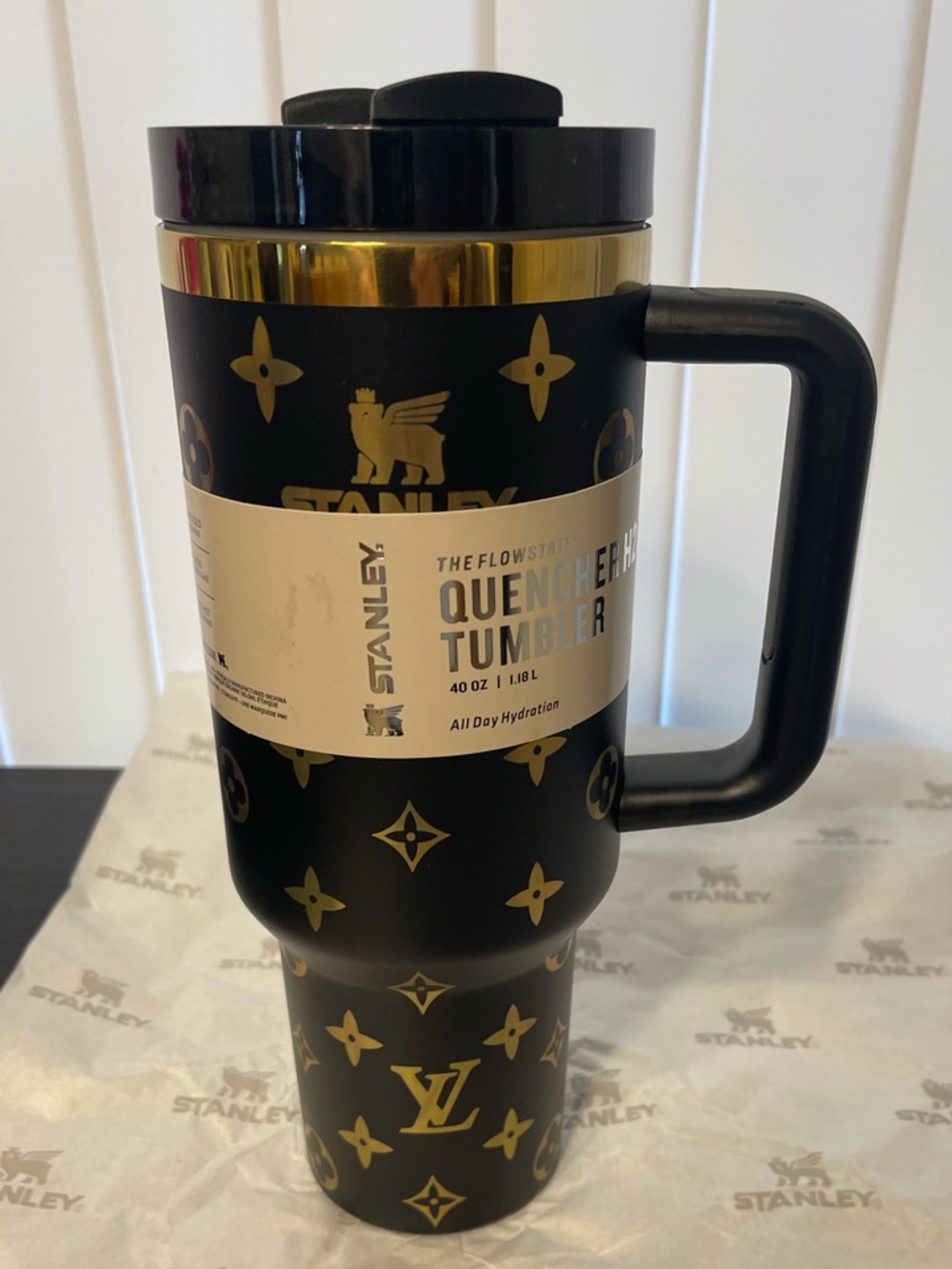 Stanley 40oz Black & Gold Quencher Tumbler
